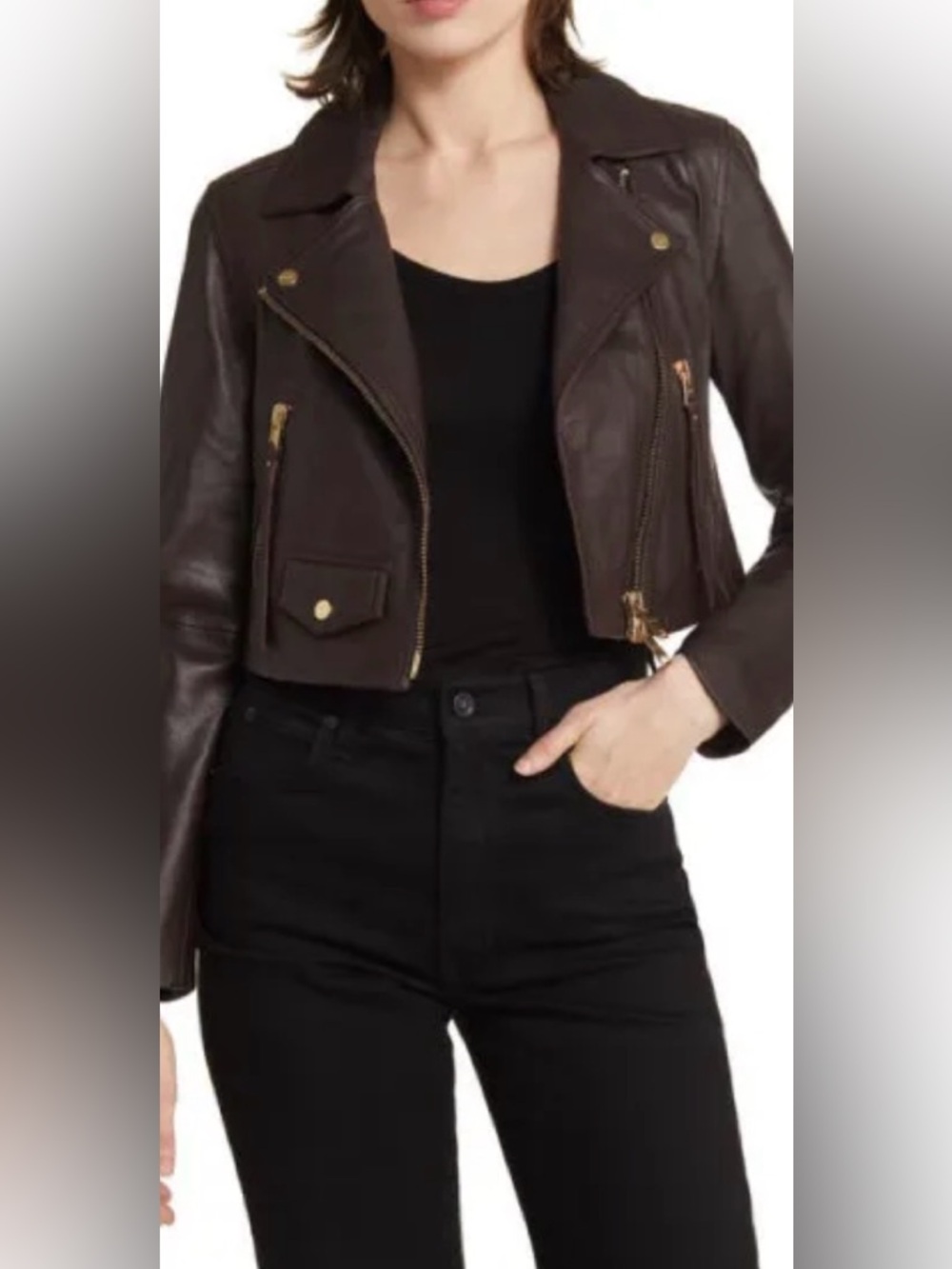 NWT All Saint Elora leather  cropped biker
